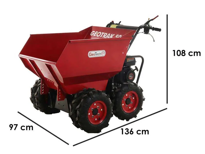 Brouette à moteur GeoTech Pro GEOTRAK 500 - benne dumper 500 kg - 6 roues motrices