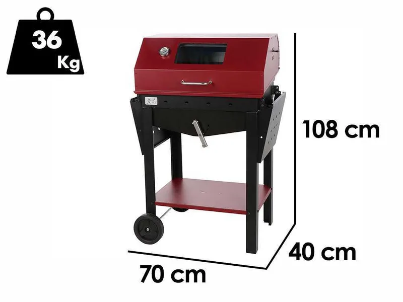 Seven Italy Eliseo Large - Barbecue à charbon en fer artisanal - 67,5x37 cm