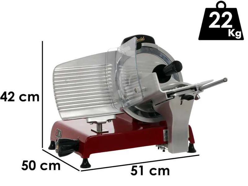 Berkel Red Line 250 Rouge - Trancheuse avec lame en acier chromé de 250 mm