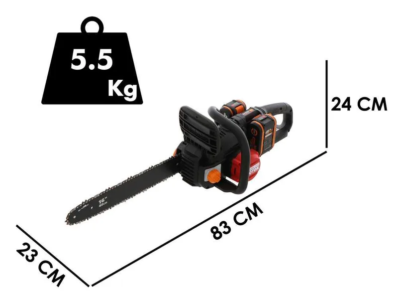 Worx WG385E nitro - Tronçonneuse à batterie - 2 x 40V 4Ah - Lame de 40 cm
