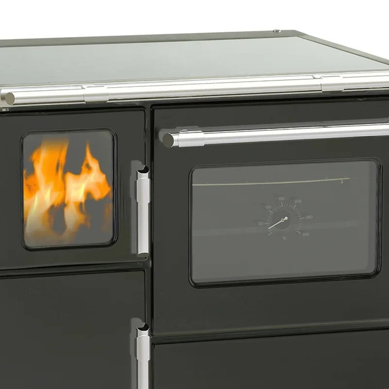 Wamsler K 128 F Cuisinière à bois à droite cachemire mat avec plaque vitrocéramique