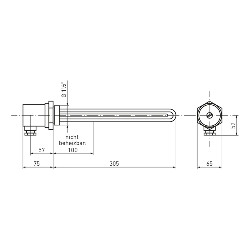 Résistance de chauffage à visser / Cartouche chauffante ESH 3.00 - 3 kW - 305 mm incl. thermostat