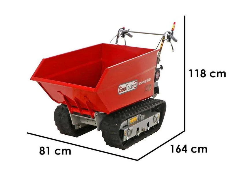 GeoTech Pro GeoPorter 630D - Brouette à moteur sur chenilles - Benne dumper 600Kg