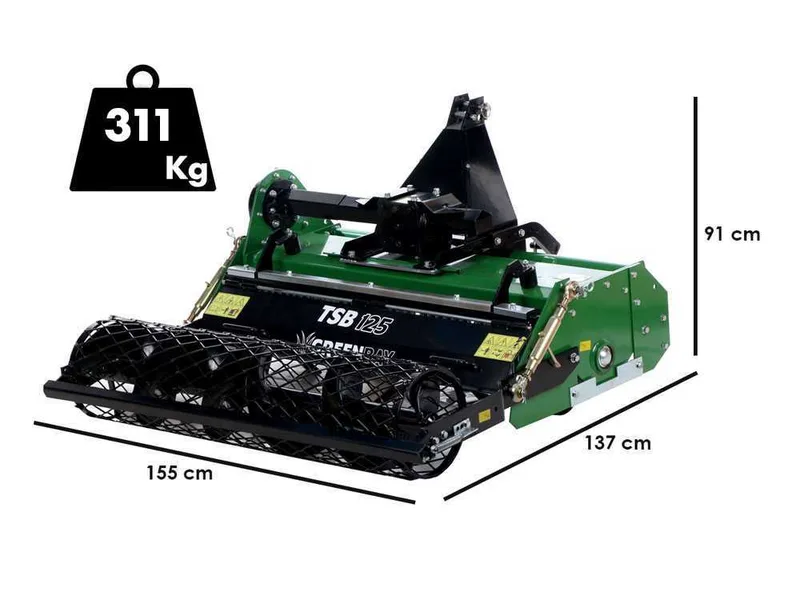 GreenBay - Enfouisseur de pierres pour tracteur TSB 125