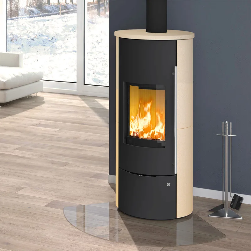 Olsberg Tolima Aqua II Compact Poêle à bois avec circulation d'eau Acier Noir | Revêtement en céramique Érable