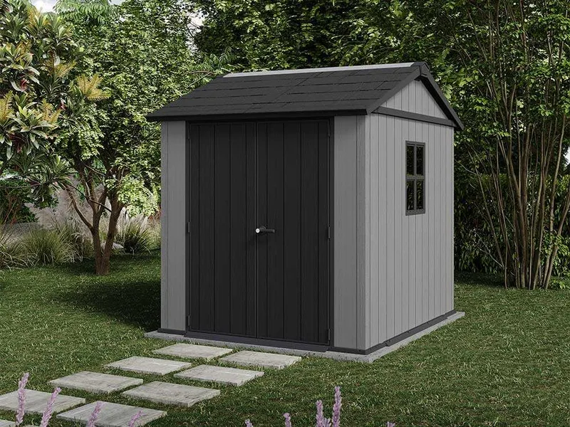 Keter Newton plus 757/775 gris - Abri de jardin avec fenêtres - 230 × 223,8 × 246 cm