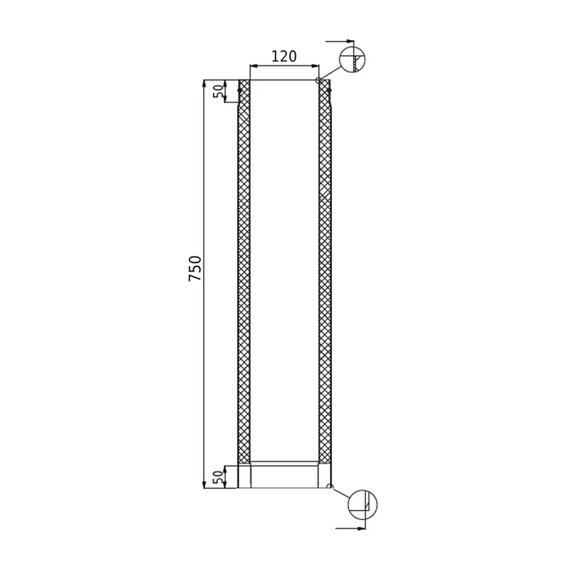 Raik Lifestyle DUO élément de longueur 120mm noir L: 750mm pour tuyau de fumée / conduit de fumée
