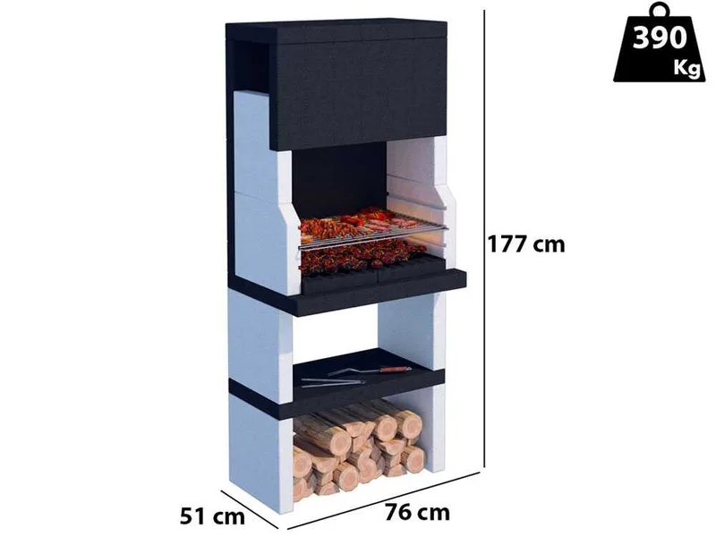 Linea VZ Stoccolma - Barbecue à bois et charbon en maçonnerie