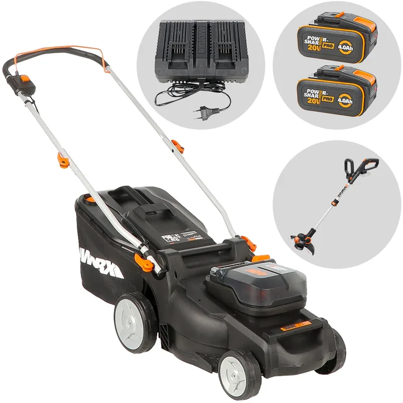 Worx Nitro WG737E - Tondeuse à gazon sans fil - 2x20V/4Ah - Coupe 37cm