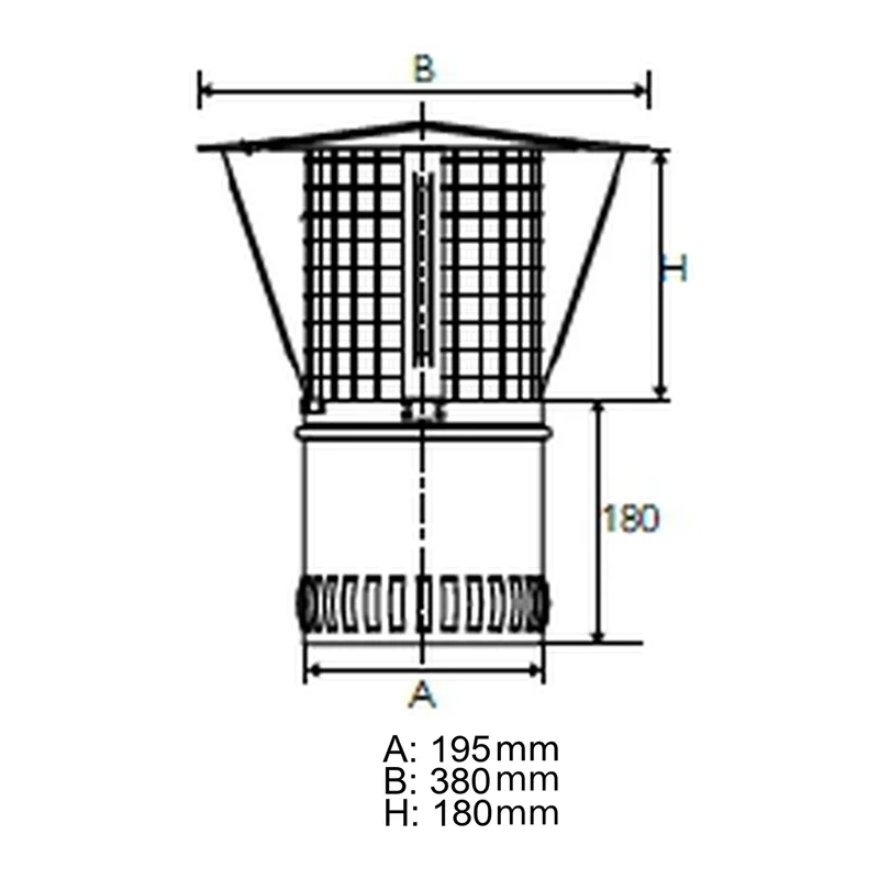 Schiedel chapeau de pluie Ø200 mm avec grille pare-étincelles brillant