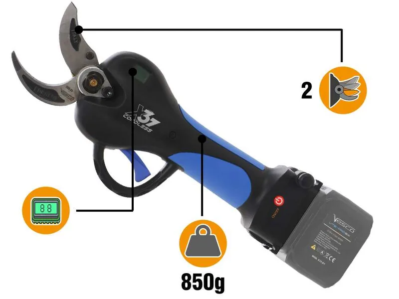 VESCO X37 - Sécateur électrique sans fil - 21.6 V - Diamètre de coupe 37 mm