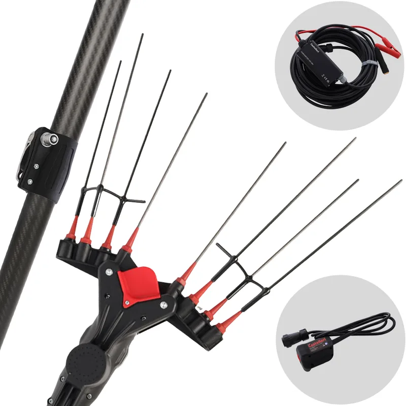 Castellari Vertigo Carbon XL 18V - Peigne vibreur pour olives à batterie de type automobile avec câble inclus - Perche télescopique 280 à 410 cm