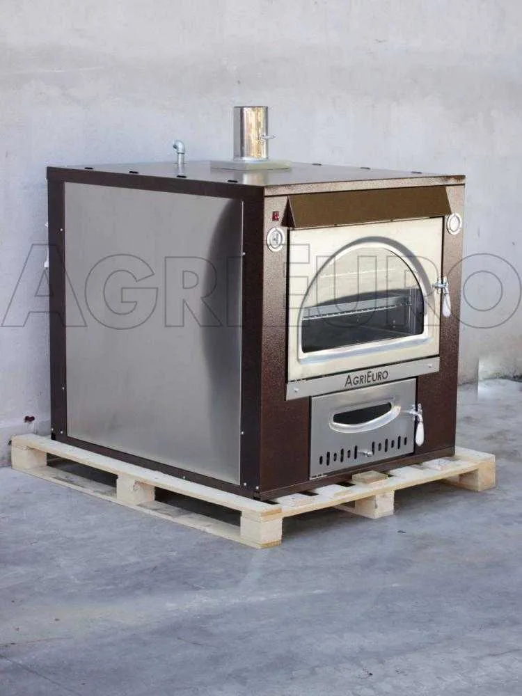 AgriEuro Maximus 100 Deluxe INC - Four à bois en acier encastrable - Cuivre émaillé - Inox
