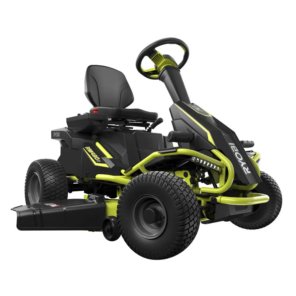 Tracteur tondeuse à batterie Ryobi RM480E - Coupe mulching - Éjection latérale - 4 x 12V au plomb liquide