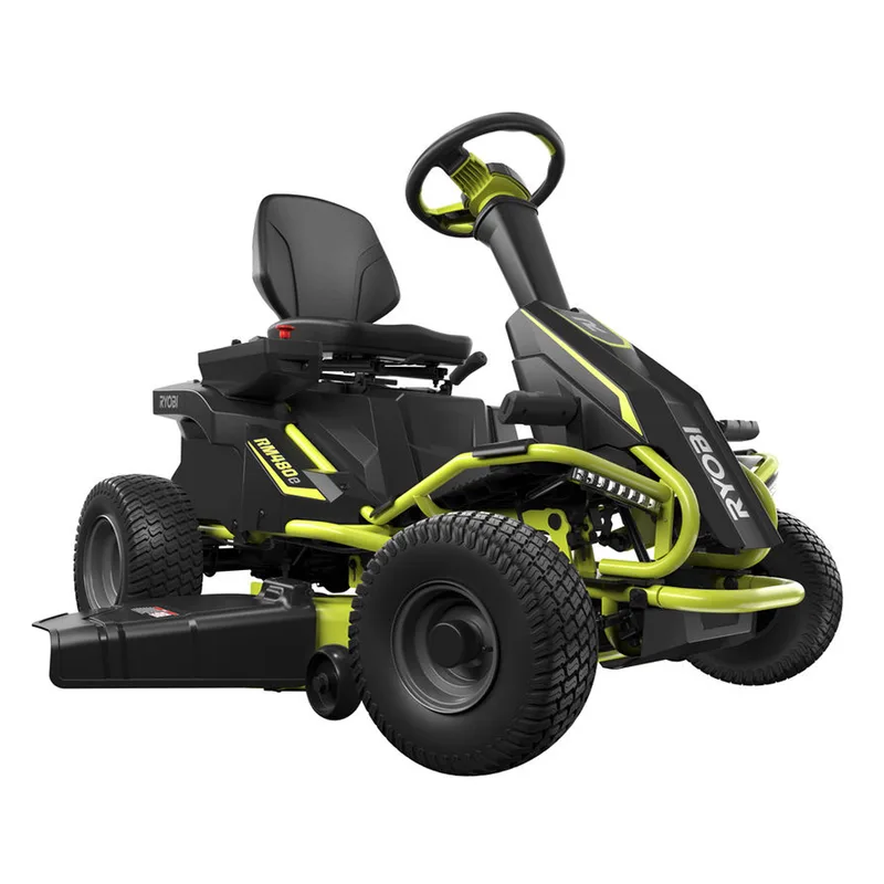 Tracteur tondeuse à batterie Ryobi RM480E - Coupe mulching - Éjection latérale - 4 x 12V au plomb liquide