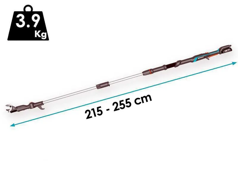 Gardena HighCut 250/18V P4A - Sécateur électrique d'élagage sur perche - 18V 2ah - Diamètre de coupe 28 mm