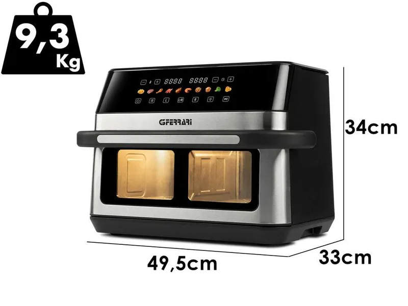 G3 Ferrari Friggisano 6+6 - Friteuse à air chaud 12 L avec double bac