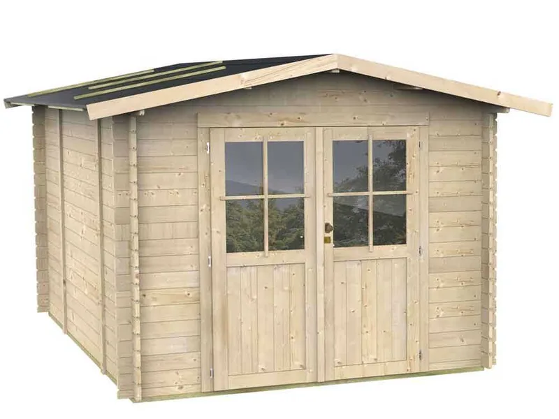 Alce Opera 254x276 - Abri de jardin en bois - Avec fenêtres et porte à double battant - 254x276x218 cm