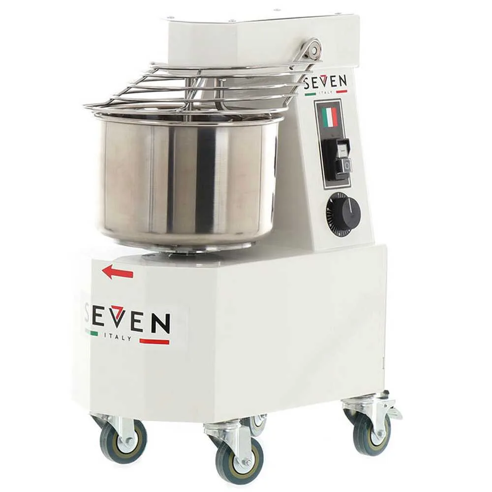 Pétrin à spirale professionnel Seven Italy GH 10 - 230 V - Avec roues et Minuterie