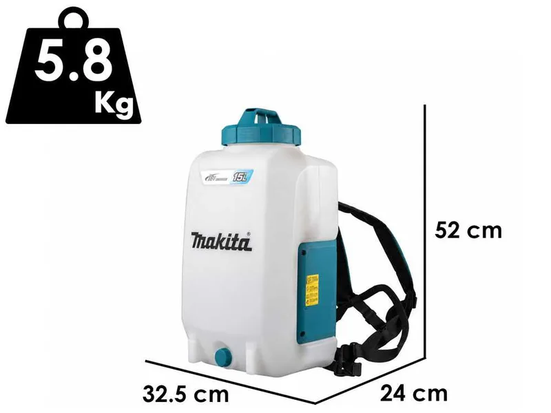 Makita DUS158Z - Pulvérisateur dorsal à batterie 18 V - 6 Ah
