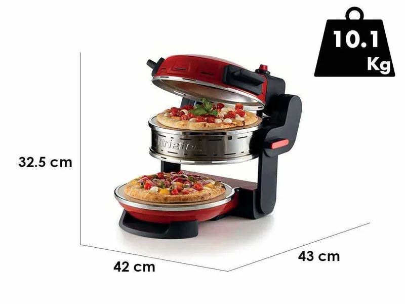 Ariete Pizzeria Rosso 0927/00 - Four à pizza double électrique - Pierre réfractaire