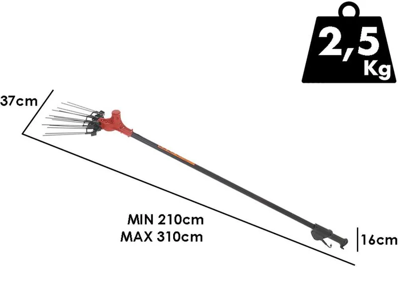 Aima Furia 2.0 Plus - Peigne vibreur électrique à batterie - Perche en aluminium avec rallonge 210 cm-310 cm