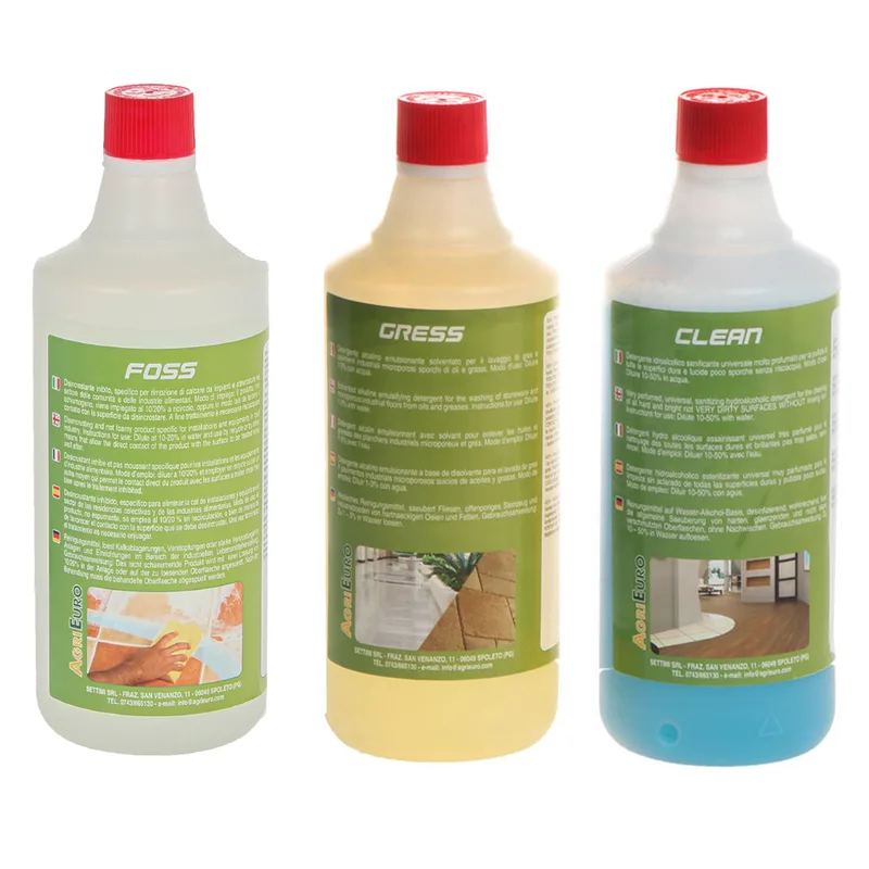 Kit 3 détergents professionnels - spécifiques pour nettoyages externes et internes - 3 flacons de 1 l