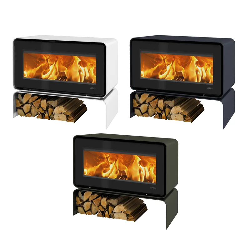 Poêle à bois Lotus Living Base Ocean Dark, sortie de fumée arrière