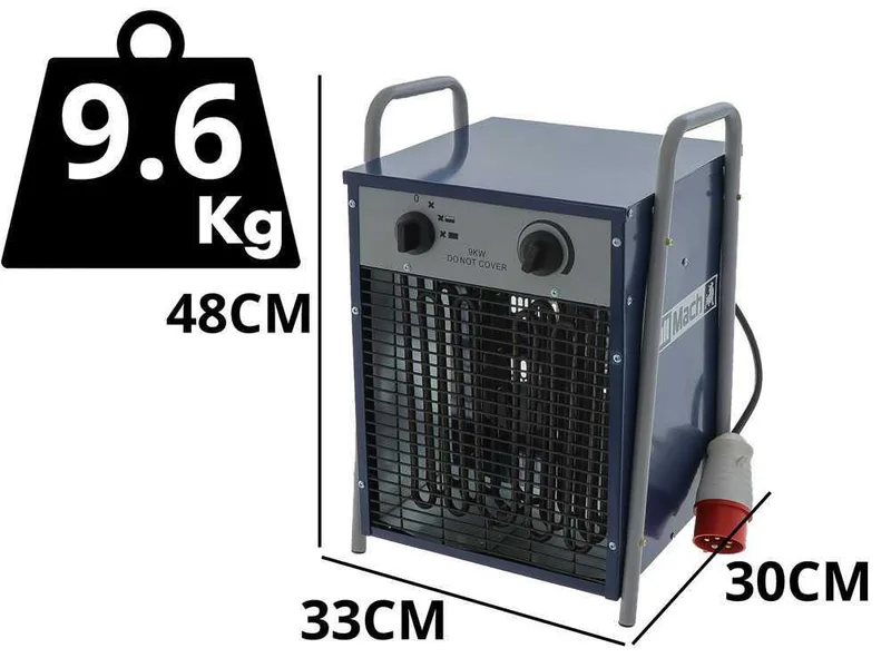 BullMach BM-EFH 9H - Générateur d'air chaud triphasé avec ventilation - 9kW