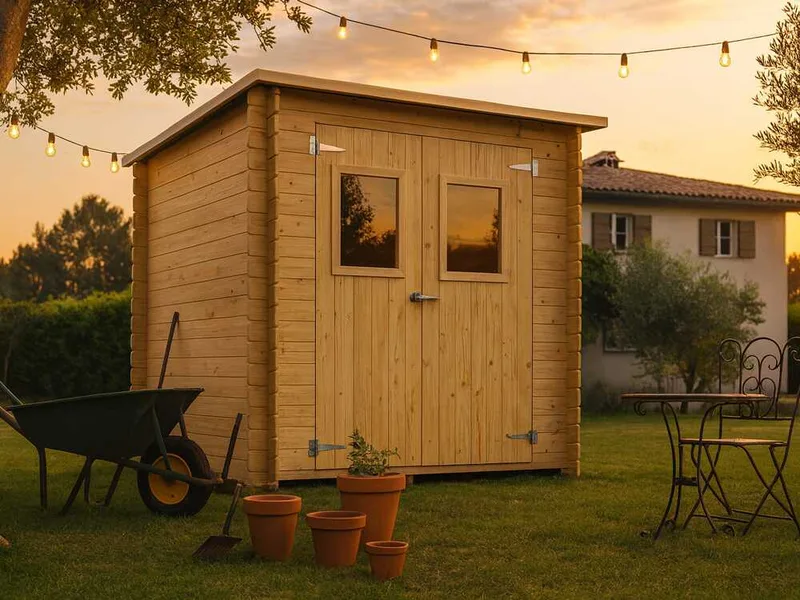 Alce Gallipoli 198x198 - Abri de jardin en bois - Avec fenêtre avant - 204x205x197 cm