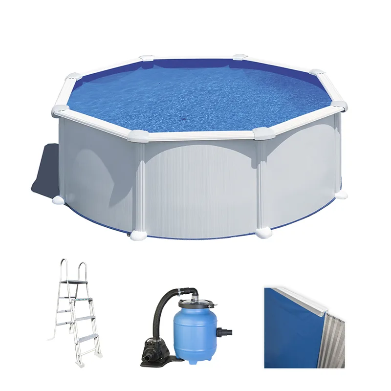 Gre Atlantis Ronde Ø350 x 120cm - Piscine hors-sol en acier - Filtre Aqualoon