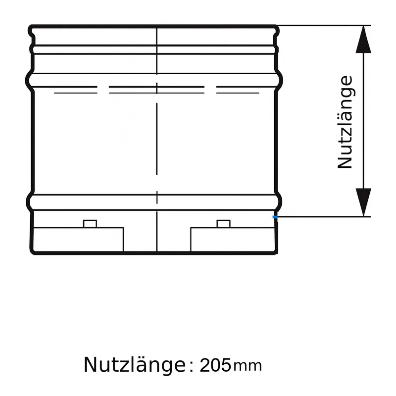 Schiedel ICS élément de tuyau 250 mm Ø130 double paroi brillant
