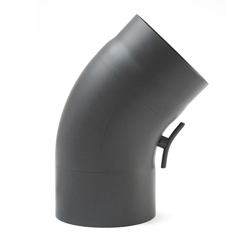 Raik Basic coude de tuyau de fumée 150mm gris fonte 45° tiré avec porte pour tuyau de fumée / conduit de fumée