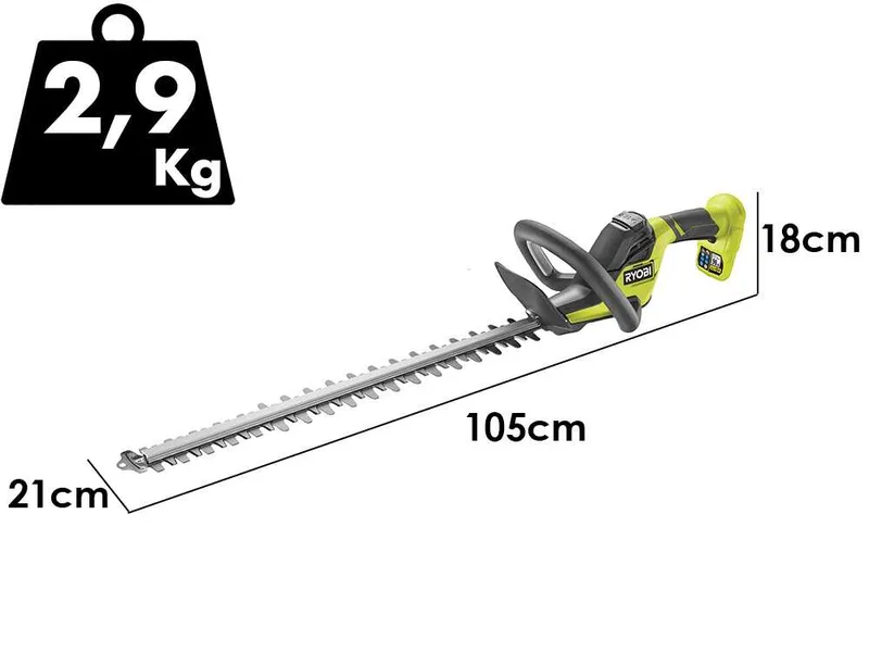 Ryobi RY18HT55A-120 - Taille-haie à batterie 18 V/2 Ah - Lame de 55 cm