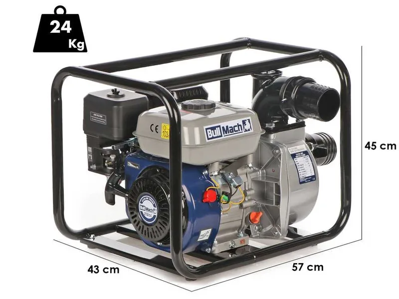 BullMach LYMPHIA 80 - Motopompe thermique - avec raccords de 80 mm