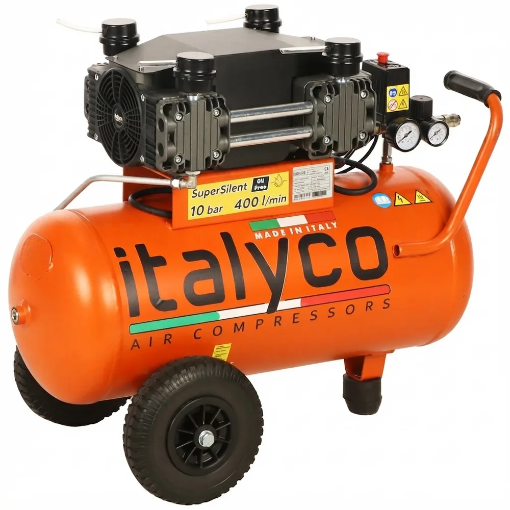 Italyco KP 50/3 OL - Compresseur d'air électrique monophasé silencieux - Oil-less - Moteur 3 CV - 50 l