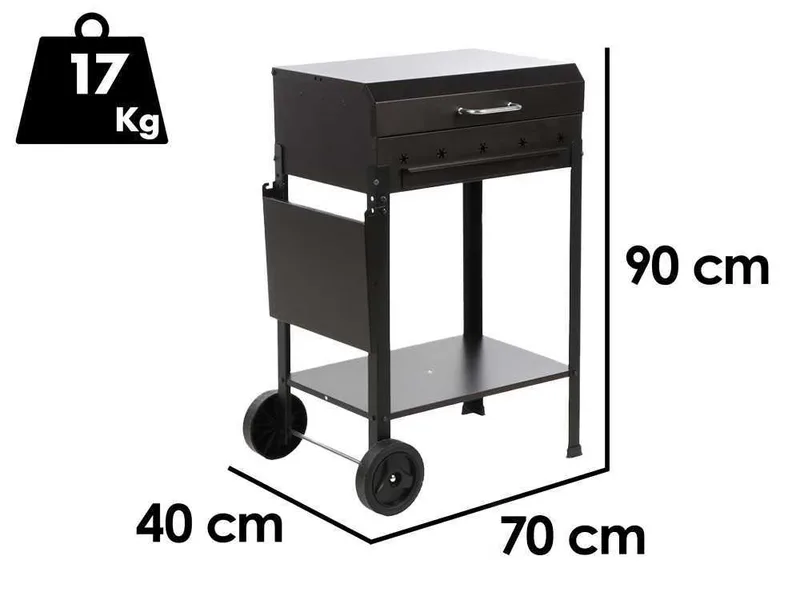 Mille Stella Large - Barbecue à charbon en fer artisanal - 67,5x37 cm