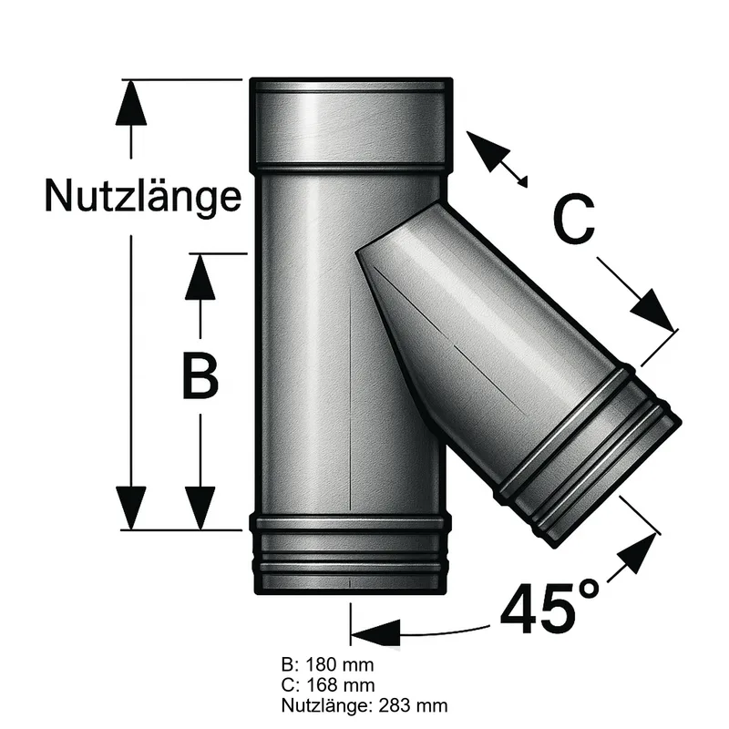 Schiedel PRIMA PLUS raccordement tuyaux 45° Ø113 mm simple paroi mat