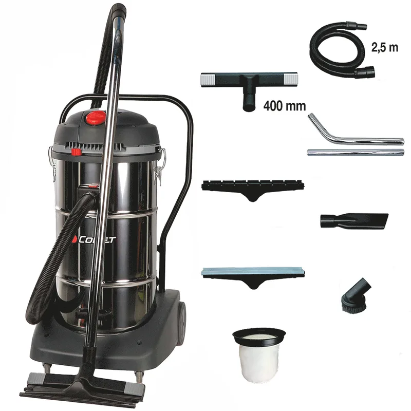 Comet CVP 365 XB - Aspirateur multifonctions - 65 L - Bidon en acier - Poussières et liquides - Inox - Cuve amovible