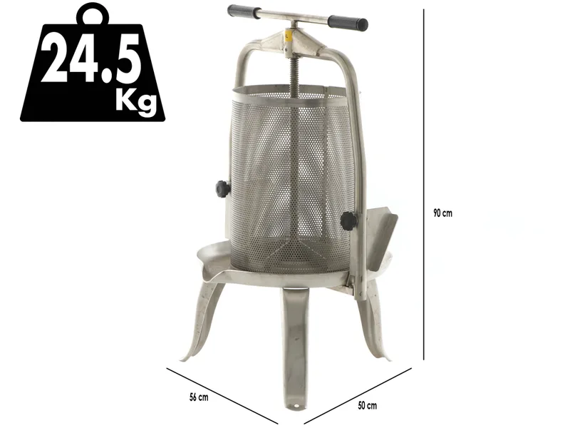 Baesso V30 Inox - Pressoir à vis pour fruits et légumes 30 L – Cage en acier inoxydable