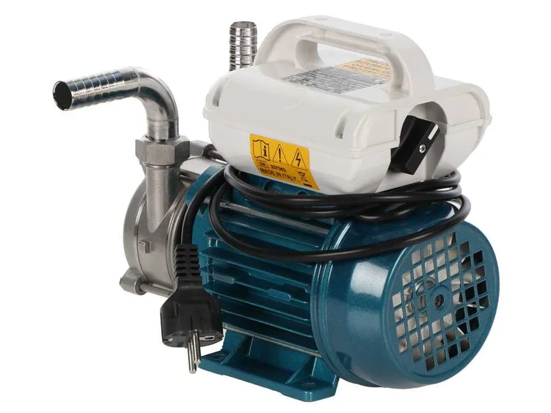 Tellarini ALM 20 L-SR - Pompe électrique de transfert en acier inoxydable - Raccord en acier inoxydable courbés + droits - Monophasée - 230V - Choisissez vos raccords