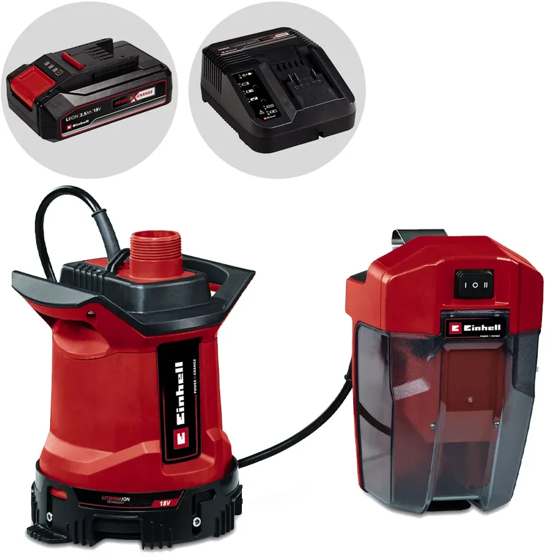 Einhell GE-DP 18/25 LL Li - Pompe immergée pour eaux chargées - 18 V 2.5 Ah