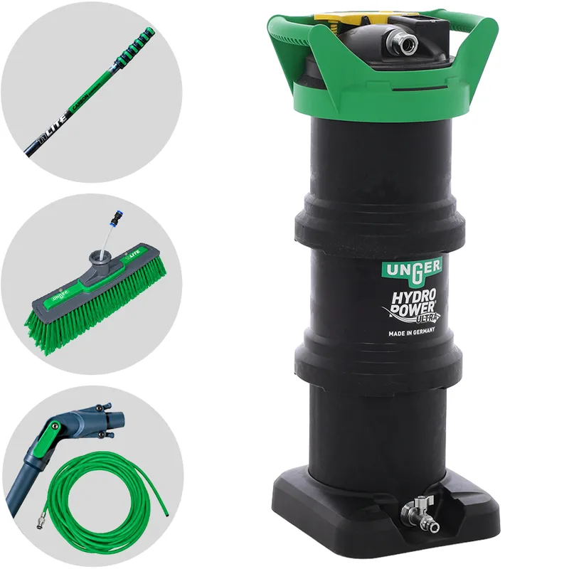 Unger Hydropower Ultra Expert - Kit de nettoyage pour vitres et panneaux photovoltaïques - Perche nLITE Carbon Composite 170-860 cm