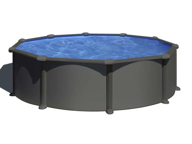 Gre Anthracite Ronde Ø350 x 132 cm - Piscine hors-sol en acier