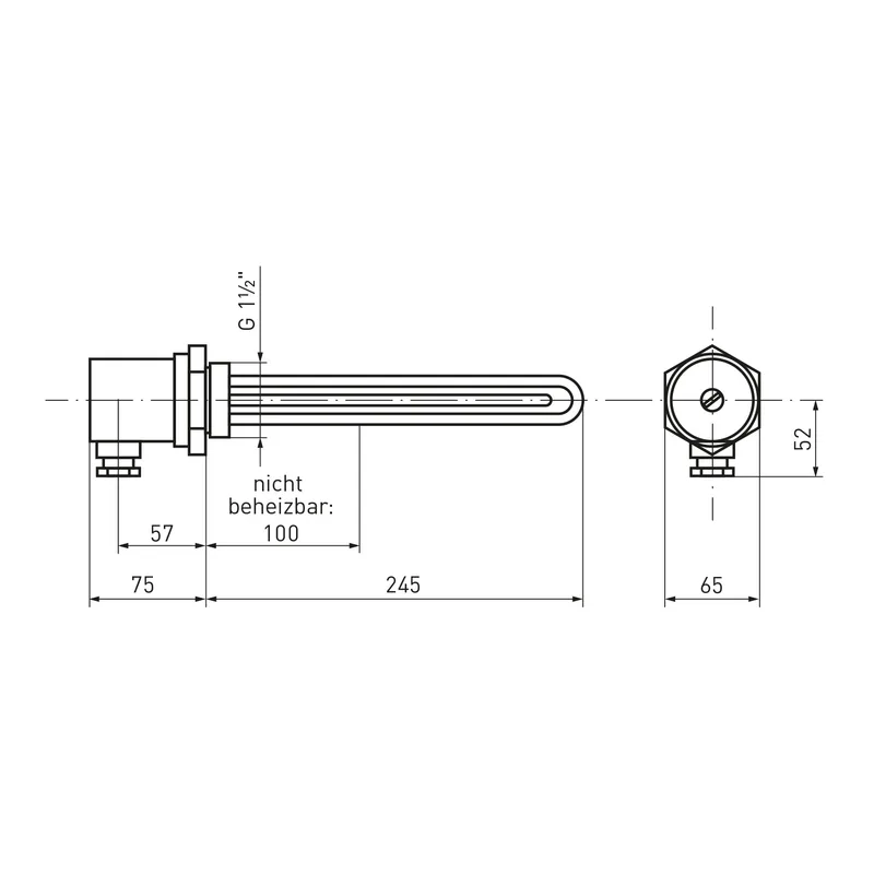 Résistance de chauffage à visser / Cartouche chauffante ESH 2.00 - 2 kW - 245 mm incl. thermostat