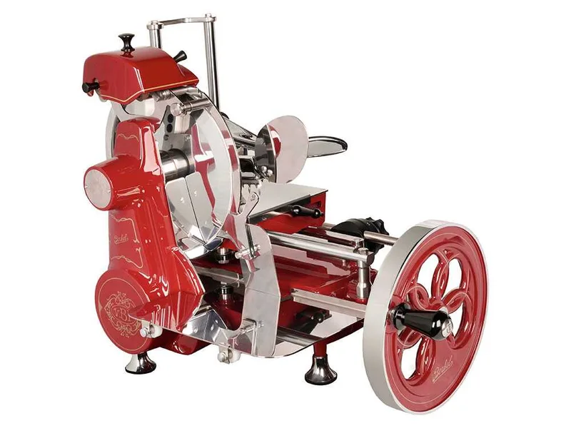 BERKEL B2 Rouge - Trancheuse à volant avec socle - À lames en acier chromé de 265 mm