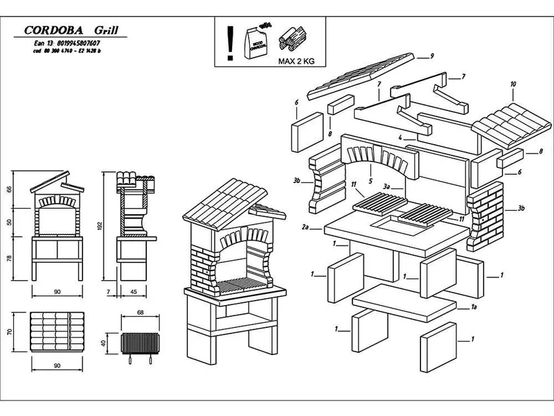 Palazzetti Cordoba - Barbecue Module Grill à bois et charbon en maçonnerie