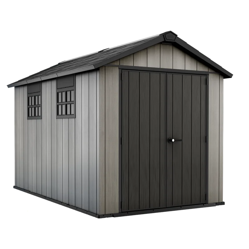 Keter Oakland 7511 - Abri de jardin - Avec porte à double battant et fenêtres - 230x350x242 cm