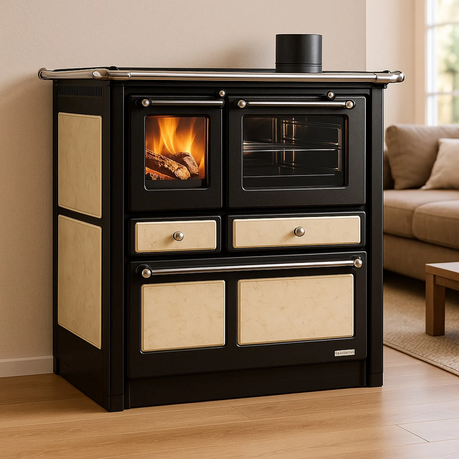 Westminster cuisinière à bois K 85 F II antique raccordement tuyaux gauche