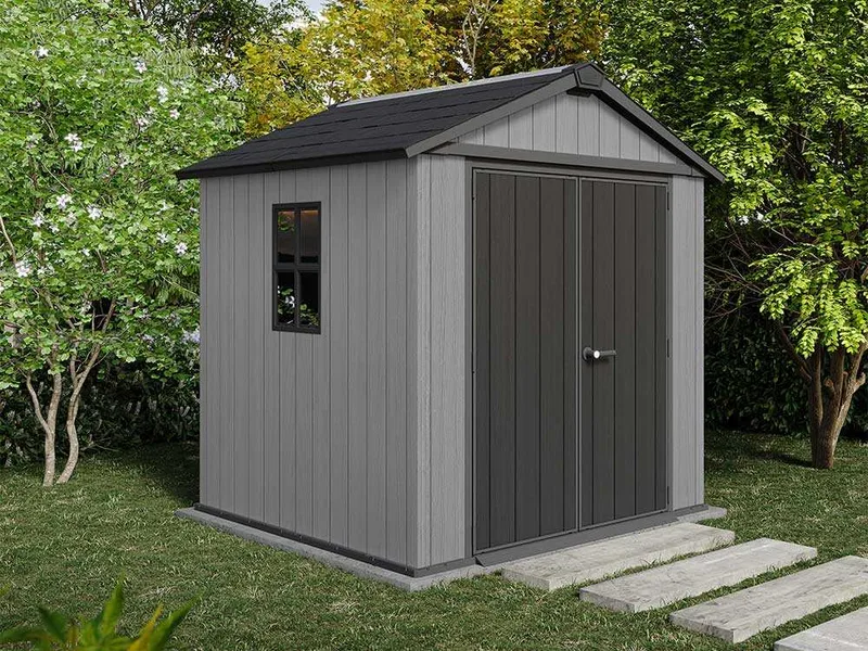 Keter Newton plus 757/775 gris - Abri de jardin avec fenêtres - 230 × 223,8 × 246 cm